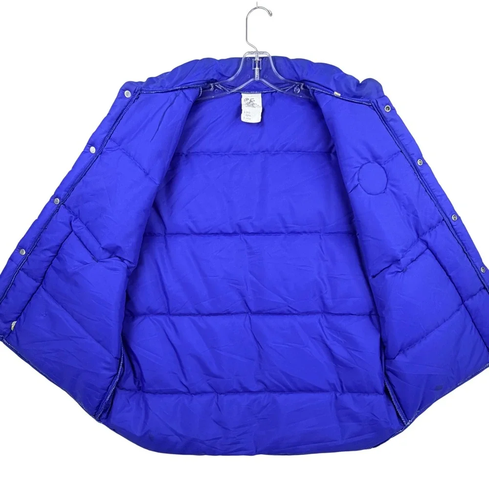 OXY Puffer Vest Men Large Royal Blue Nylon Quilted Snap Oil & Gas Vintage